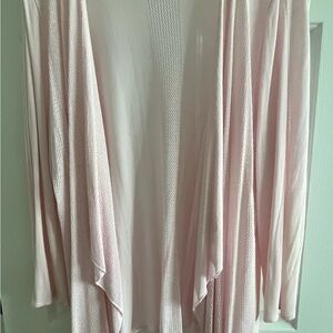 Elegant Pink Knit Cardigan with Cascading Panels